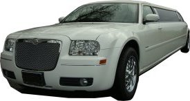 White Chrysler limo for hire, School Proms, Birthday celebrations and anniversaries. Cars for Stars (Luton)